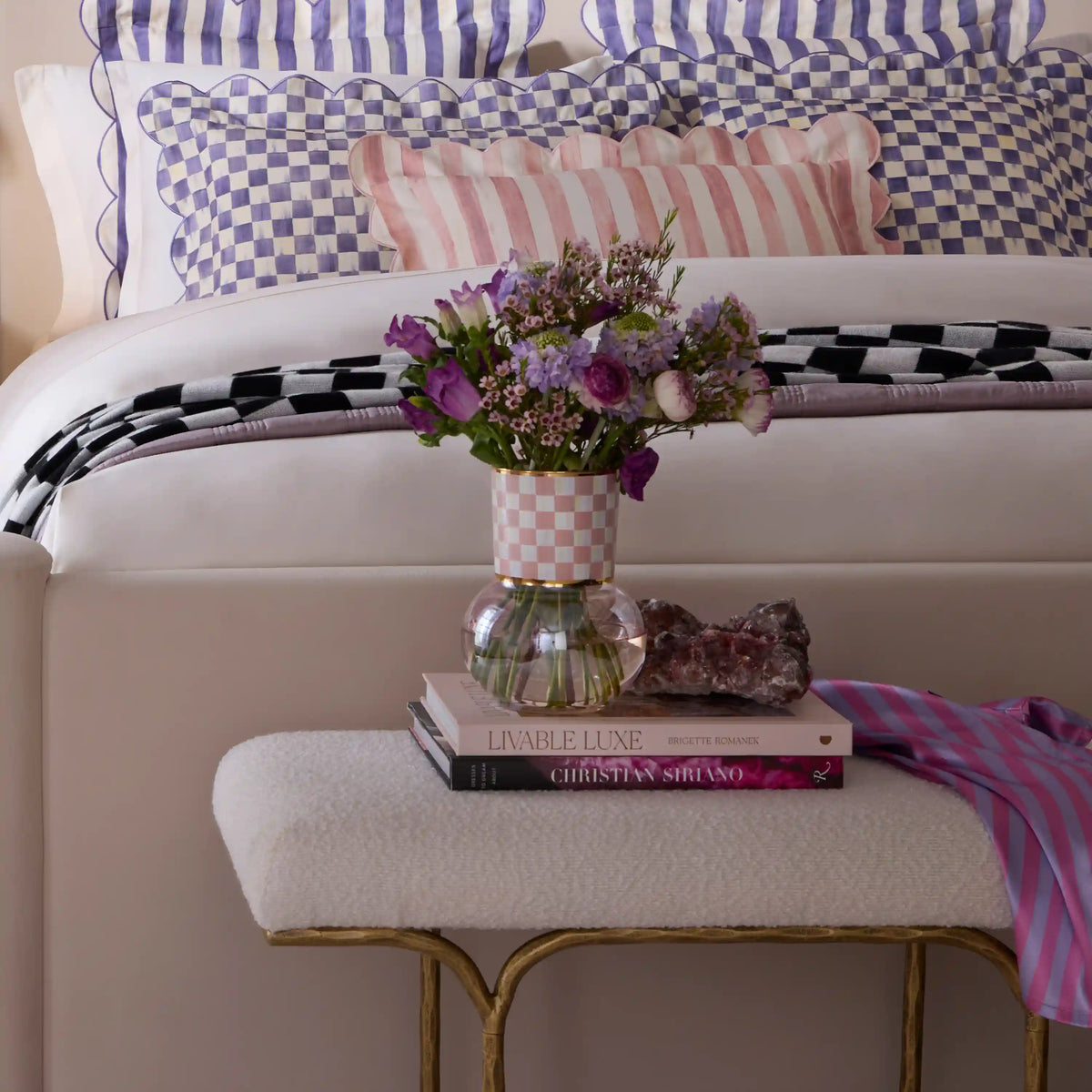 Rosy Check Glass Vase