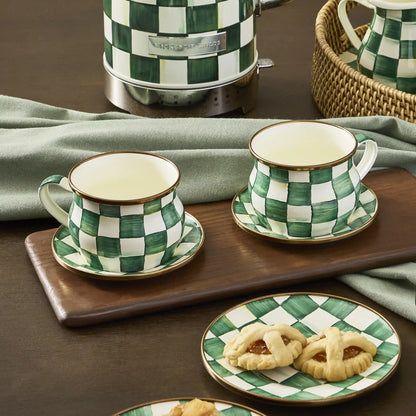 Violet Check Saucer