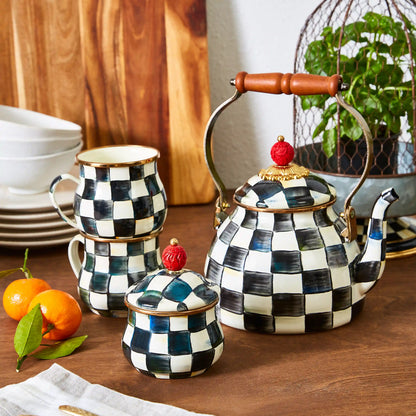 Sterling Check Lidded Sugar Bowl