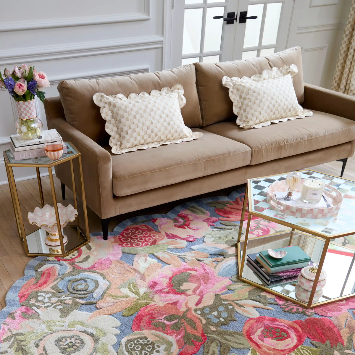 Courtly Check Reversible Scalloped Throw Pillow