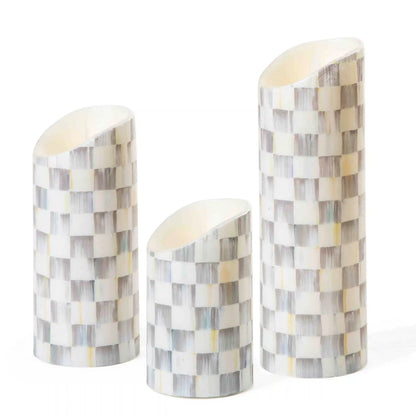 Sterling Check Flicker 9" Pillar Candle