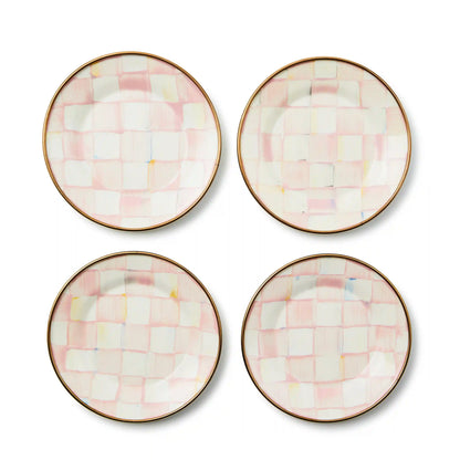Mocha Check Appetizer Plates, Set of 4