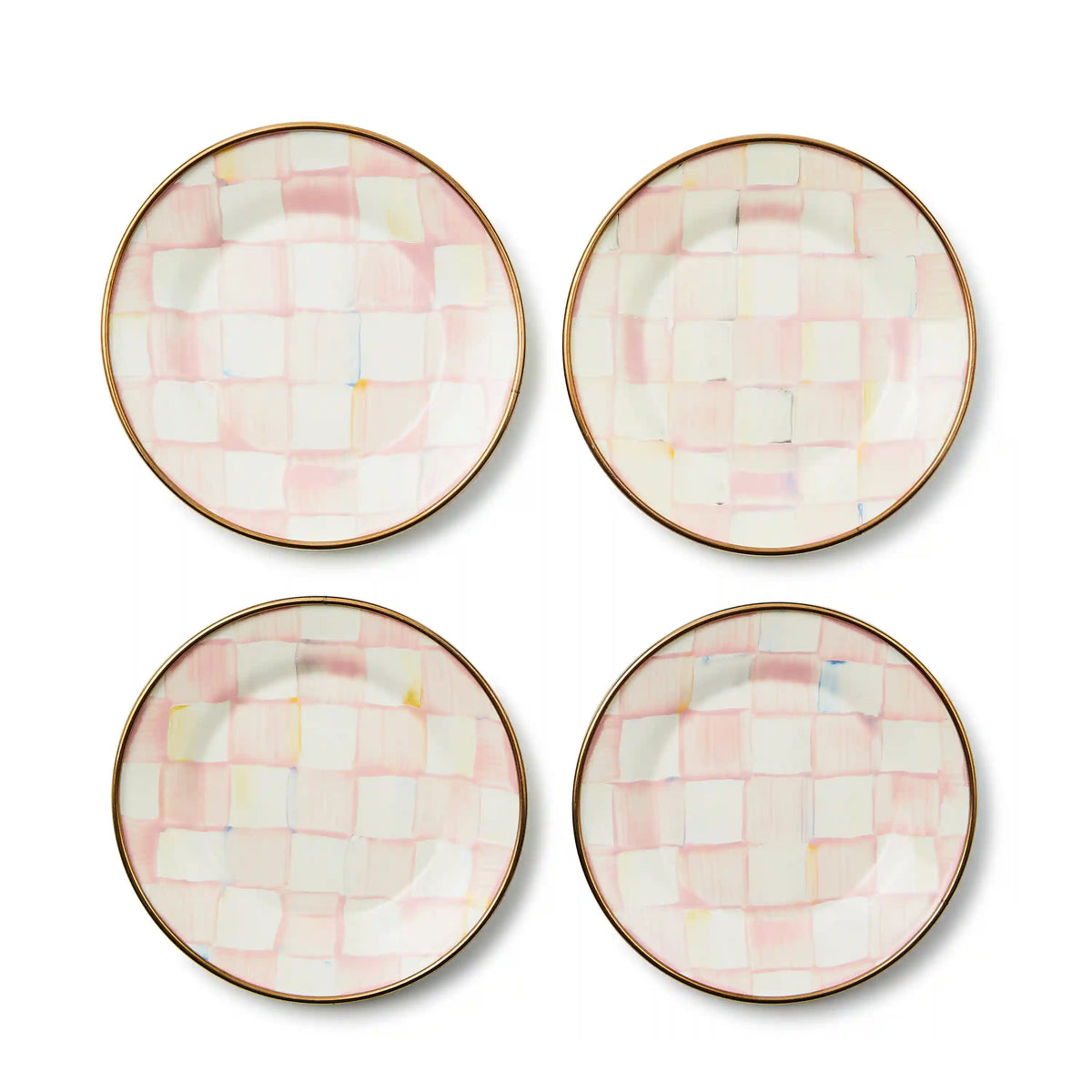 Emerald Check Appetizer Plates, Set of 4