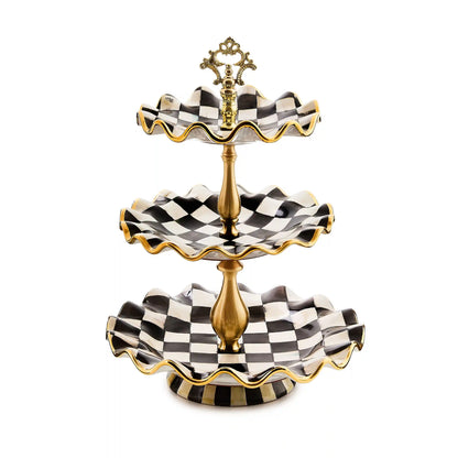 Rosy Check Ceramic Three Tier Sweet Stand