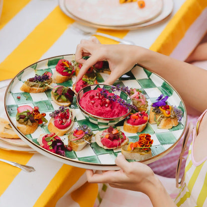 Violet Check Relish Dish