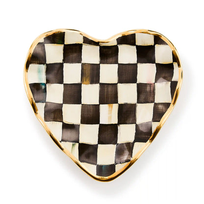 Violet Check Fluted Ceramic Heart Plate