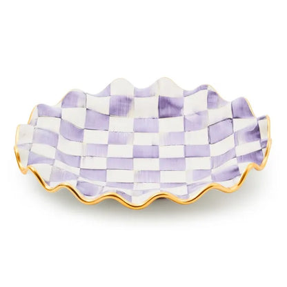 Violet Check Ceramic Fluted Dinner Plate