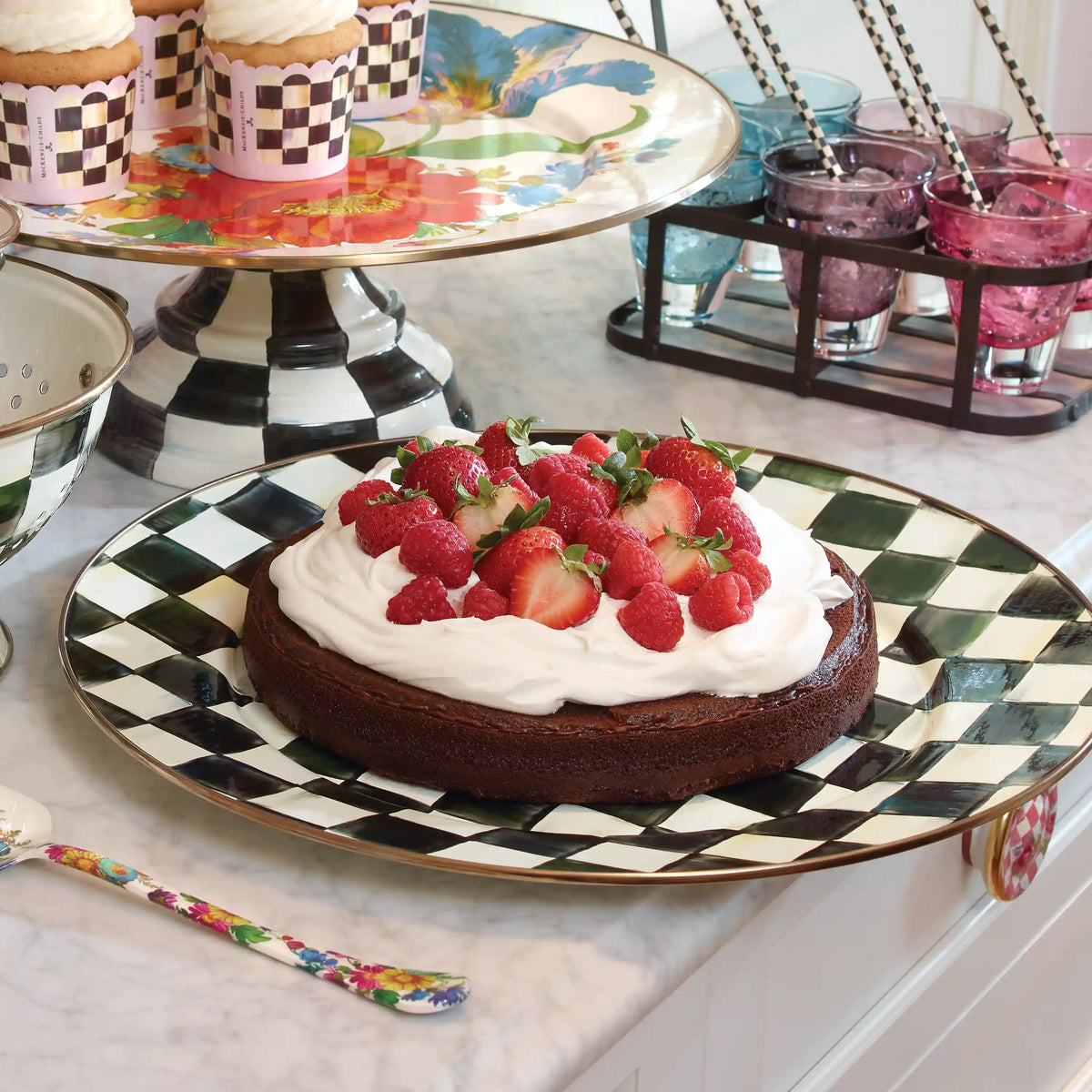 Emerald Check Serving Platter