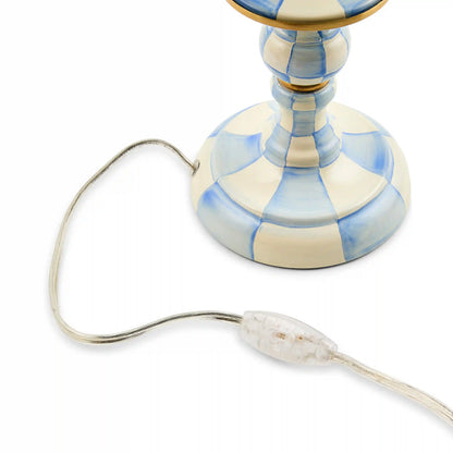Mocha Check Candlestick Lamp