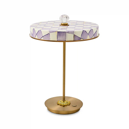 Sterling Check LED Rechargeable Disk Table Lamp