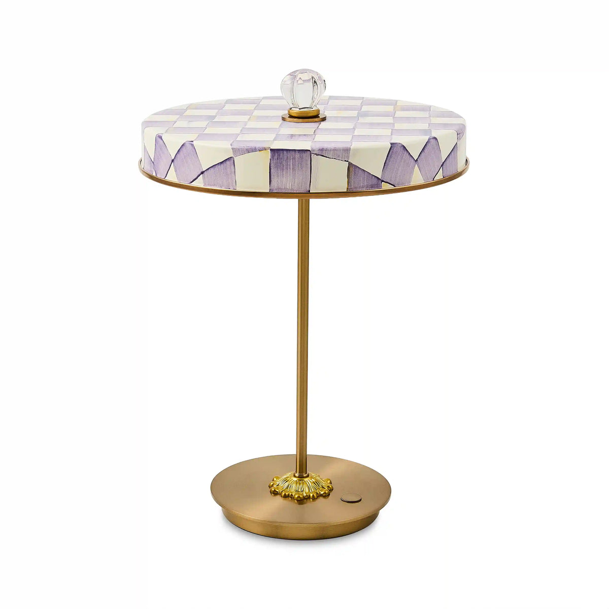 Emerald Check LED Rechargeable Disk Table Lamp