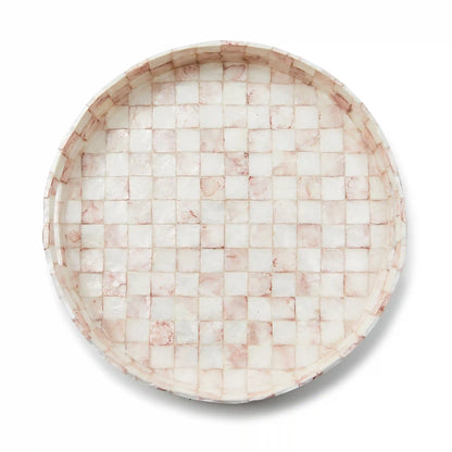 Sterling Check Capiz Round Tray