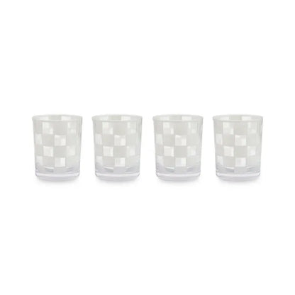 White Check Acrylic Tumblers, Set of 4
