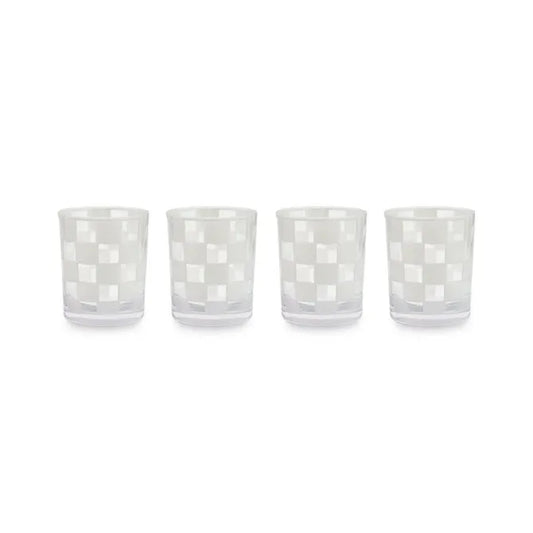 White Check Acrylic Tumblers, Set of 4