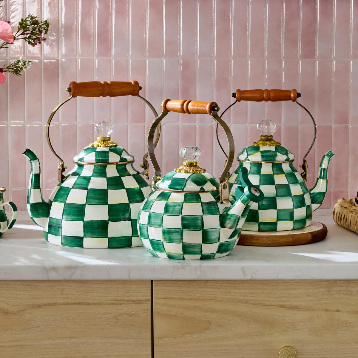 Violet Check Whistling Tea Kettle