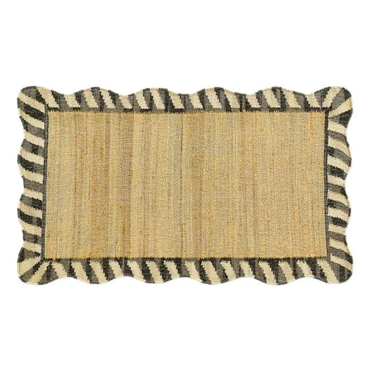 Jute Scalloped Black and White 3' x 5' Rug