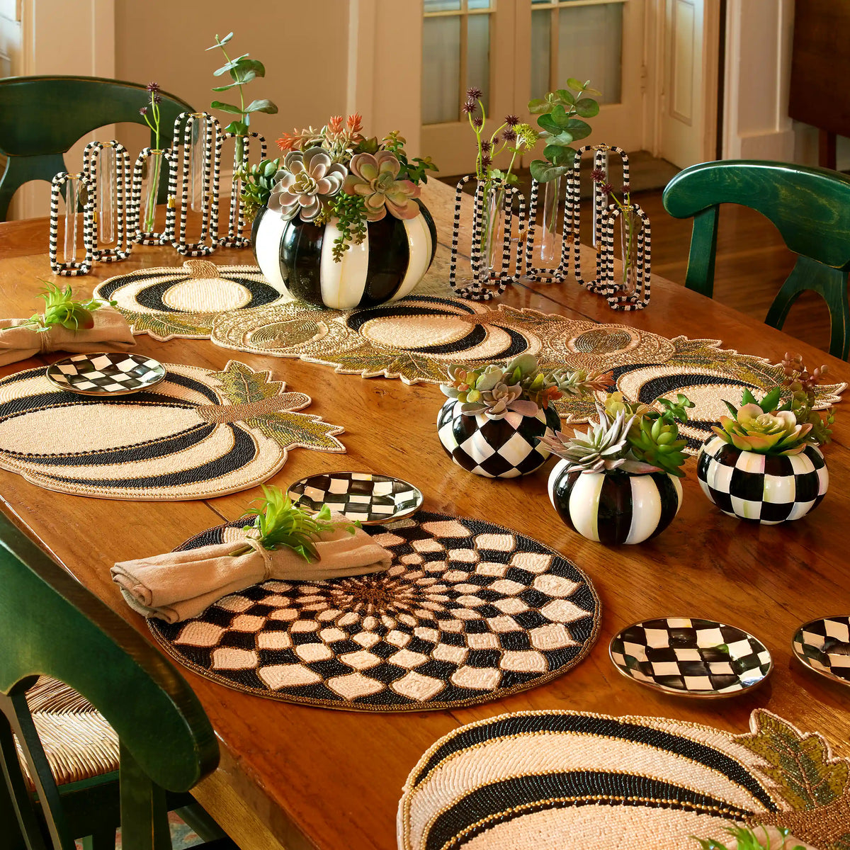 Emerald Check Appetizer Plates, Set of 4