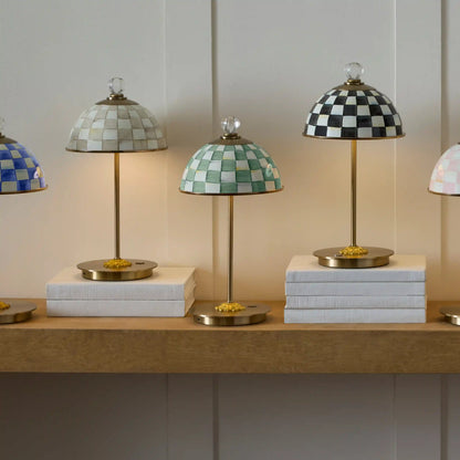 Sterling Check LED Rechargeable Dome Table Lamp