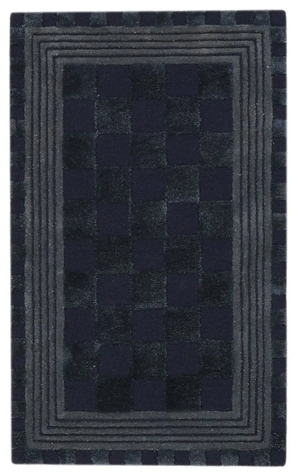 Indigo Blue Tonal Check 2'3" x 3'9" Rug