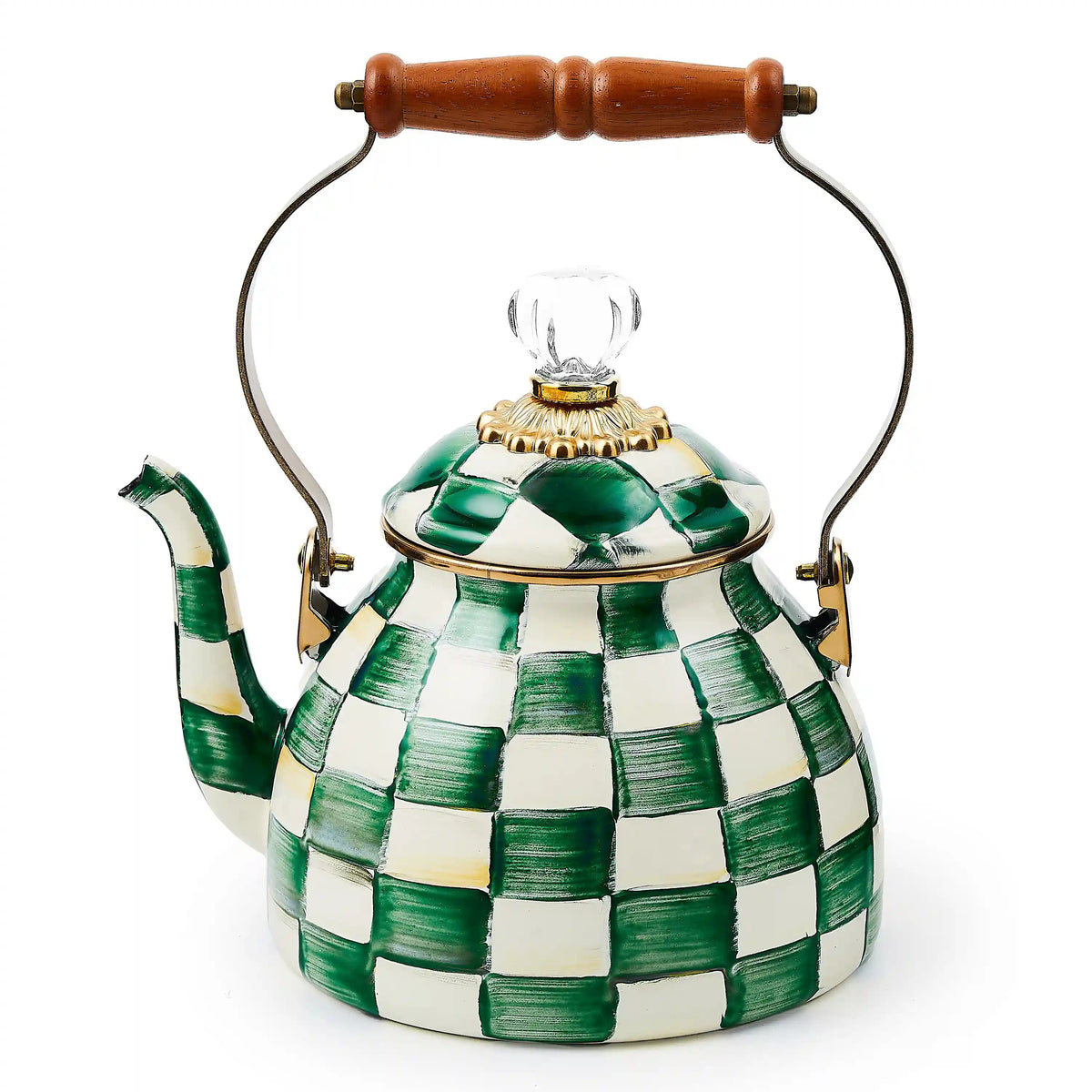 Mocha Check 3 Quart Tea Kettle