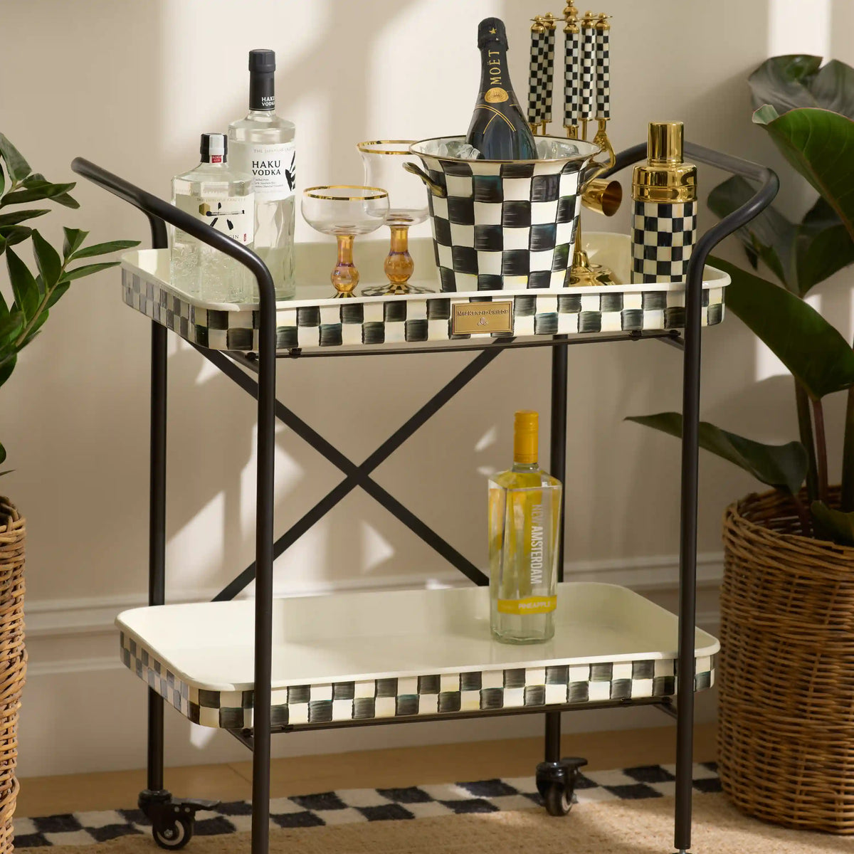 Royal Check 2-Tier Kitchen Cart