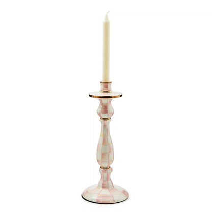 Mocha Check Large Candlestick