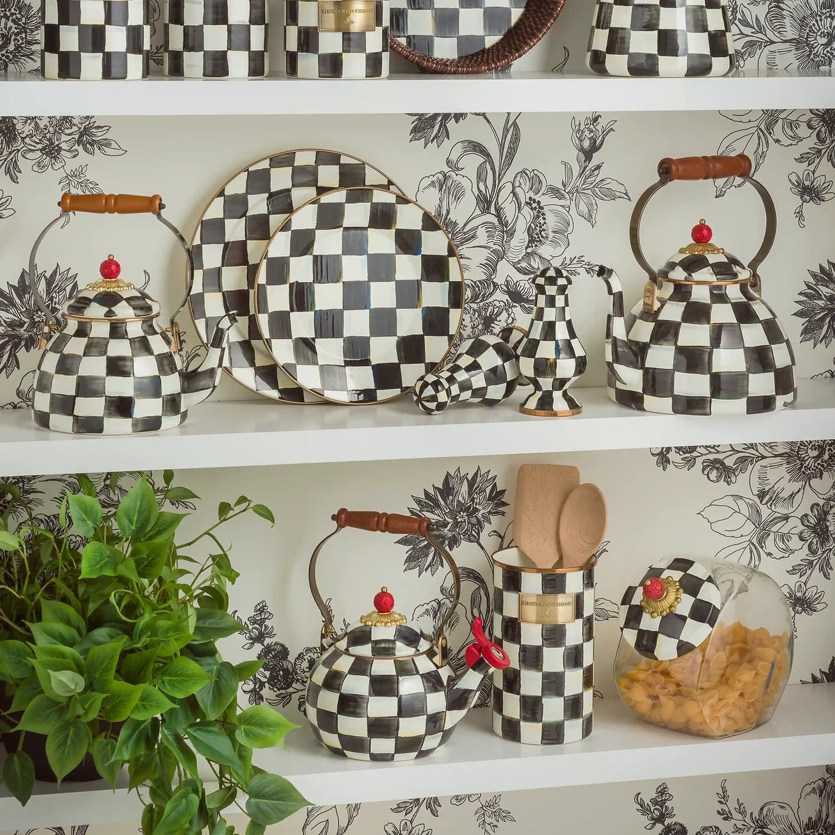 Violet Check Whistling Tea Kettle