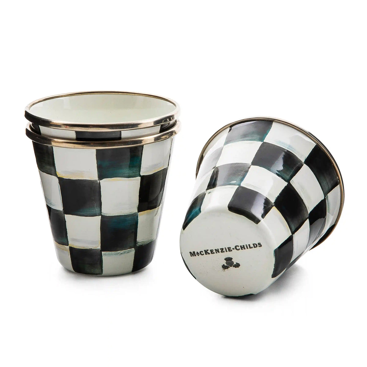 Mocha Check Herb Pots, Set of 3