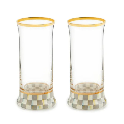 Sterling Check Highball Glass, Set of 2