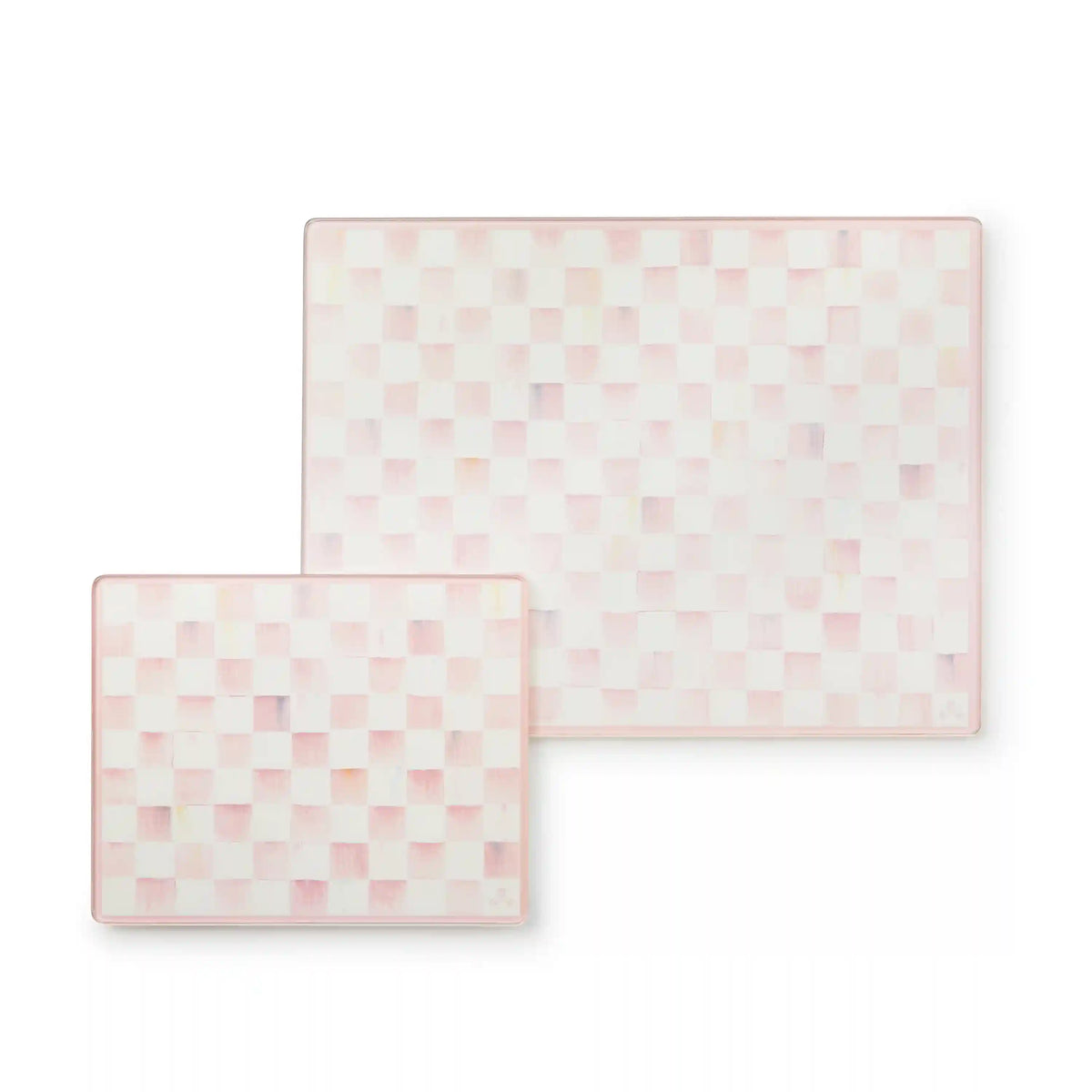Mocha Check Glass Cutting Boards, Set of 2