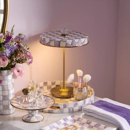 Sterling Check LED Rechargeable Disk Table Lamp