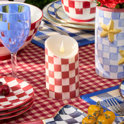 Cherry Check Flameless 5" Pillar Candle