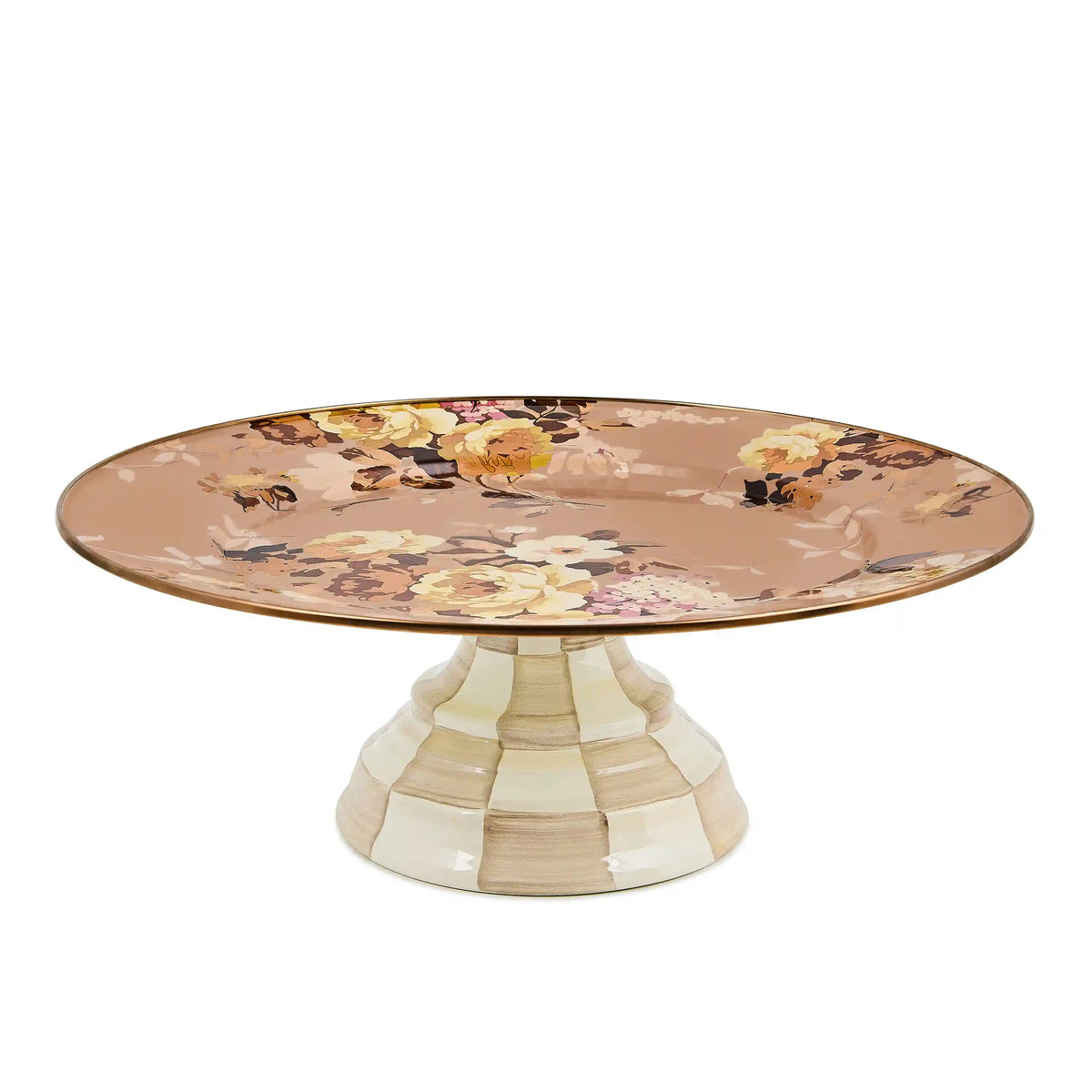 Wild Rose Brown Small Pedestal Platter