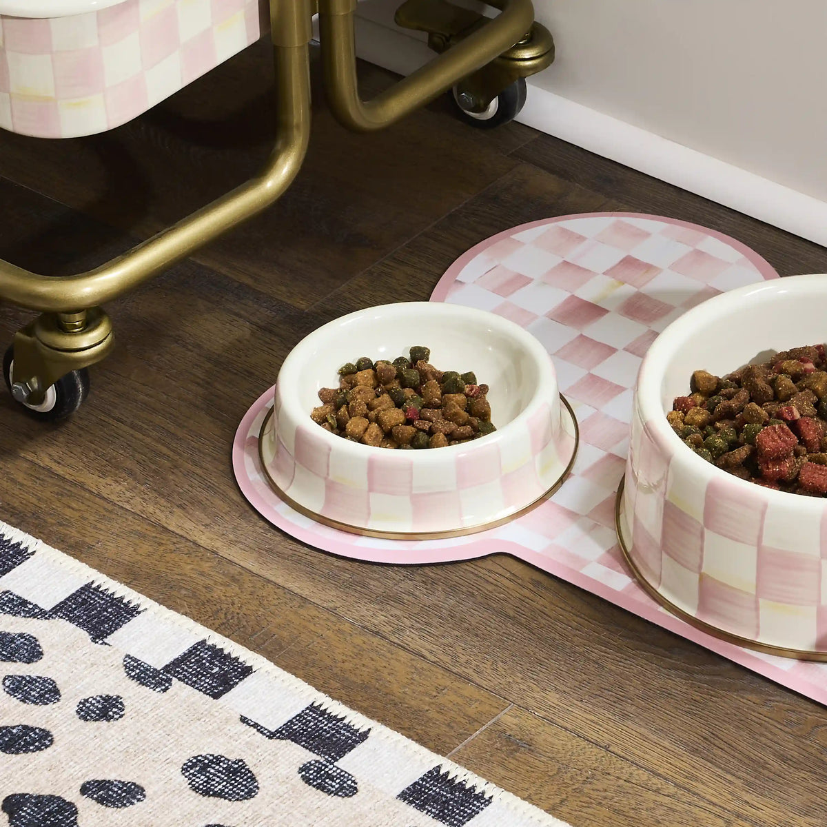 Mocha Check Large Pet Dish