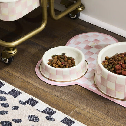 Mocha Check Large Pet Dish
