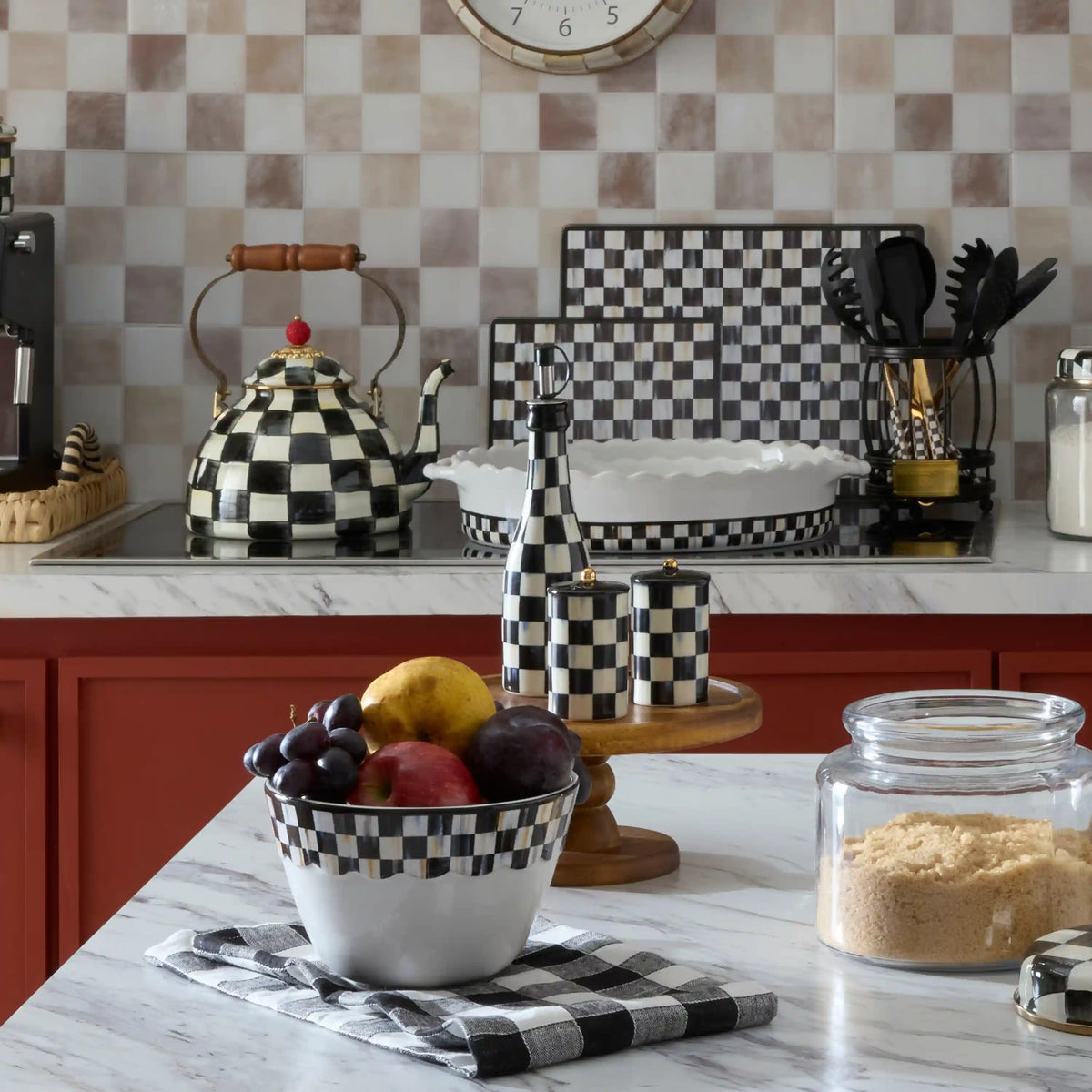Mocha Check Farmhouse Oil Cruet