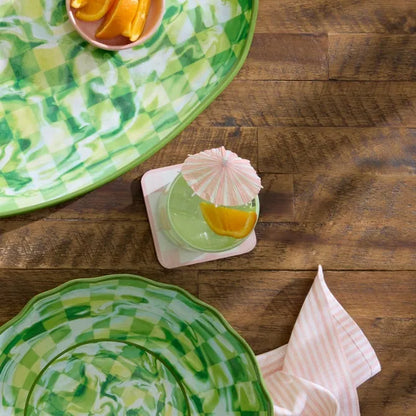 Green Check Acrylic Tumblers, Set of 4