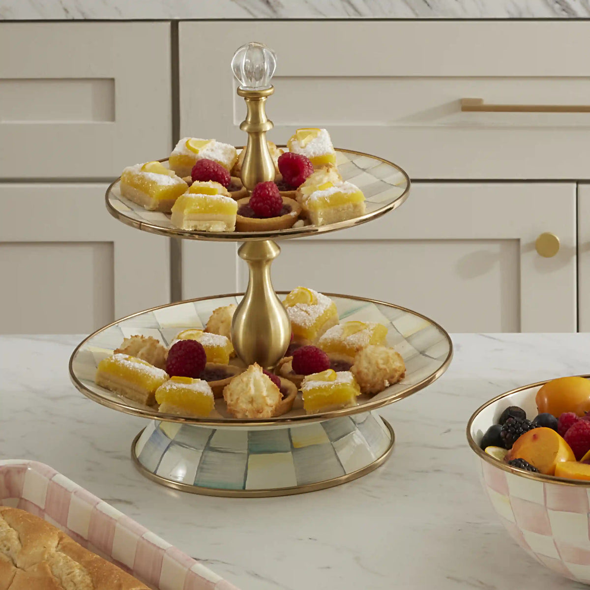 Violet Check Three Tier Sweet Stand