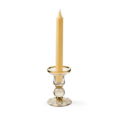 Violet Check Small Glass Candlestick