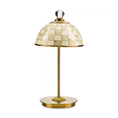 Violet Check LED Rechargeable Dome Table Lamp