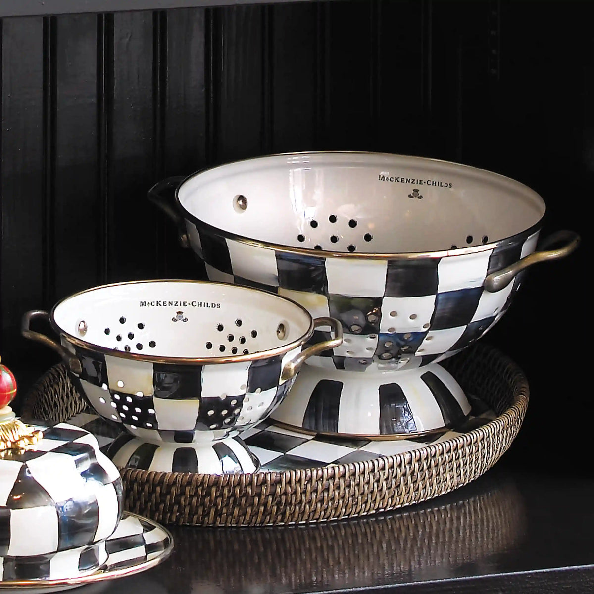 Violet Check Large Colander