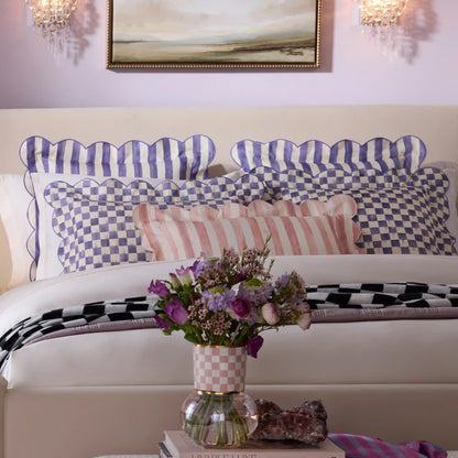 Rosy Check Reversible Scalloped Lumbar Throw Pillow