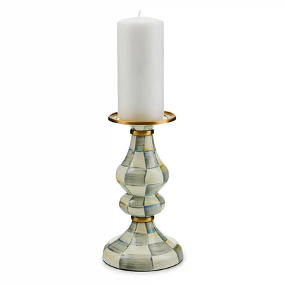 Emerald Check Large Pillar Candlestick
