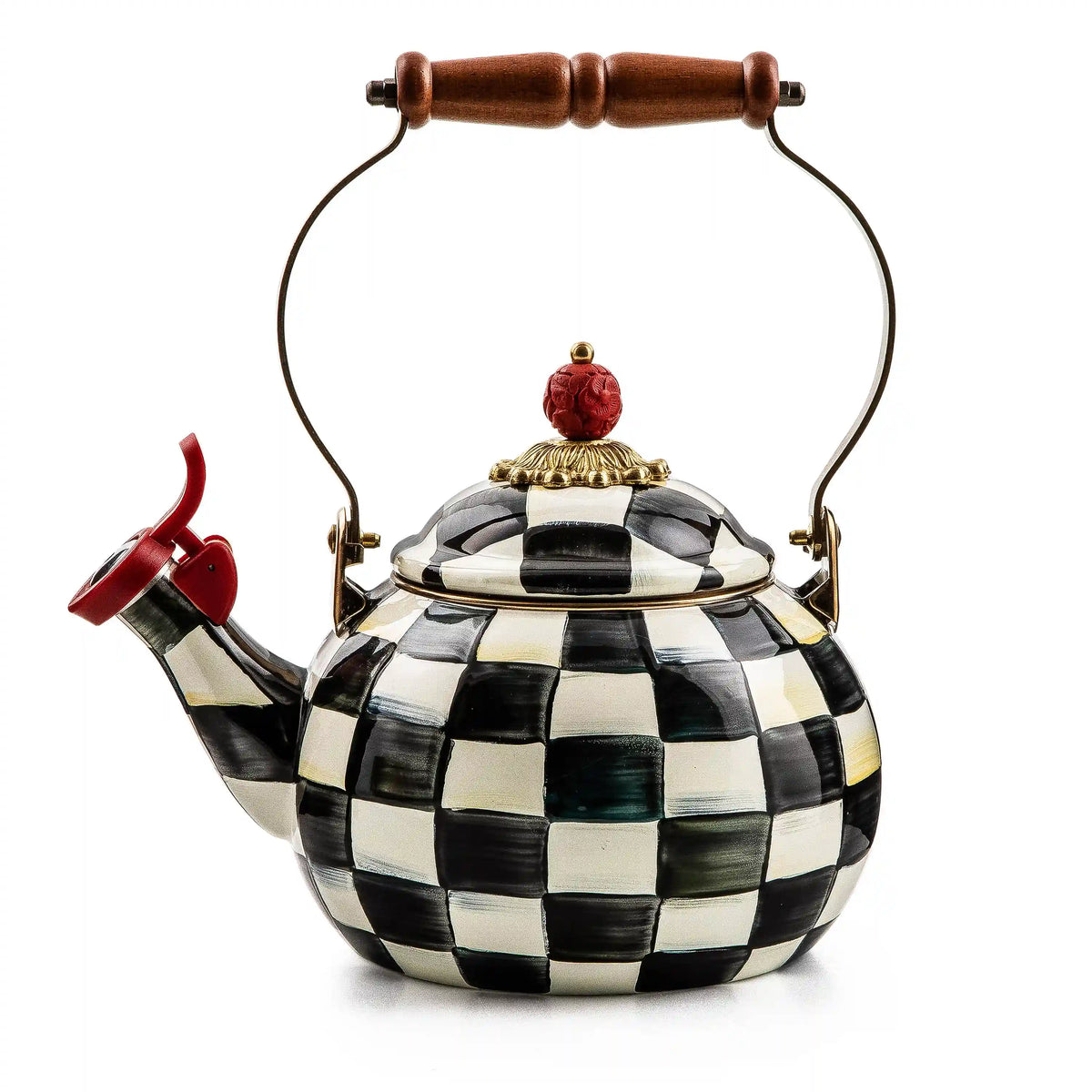 Mocha Check Whistling Tea Kettle