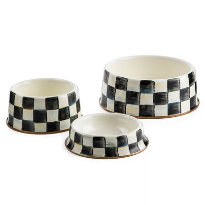 Mocha Check Small Pet Dish