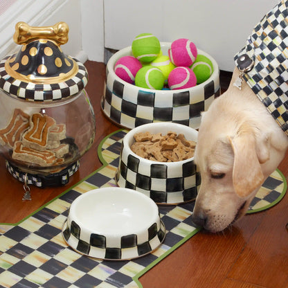 Mocha Check Small Pet Dish