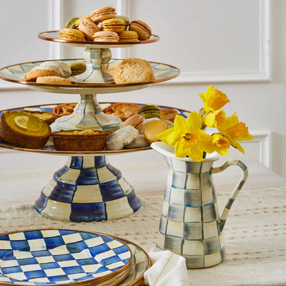Violet Check Mini Pedestal Platter