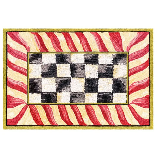 Courtly Check Red & Gold 2' x 3' Washable Rug