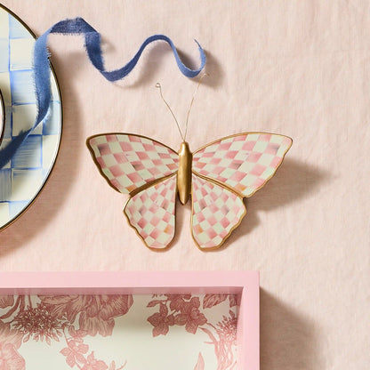 Rosy Check Wall Decor Butterfly Duo
