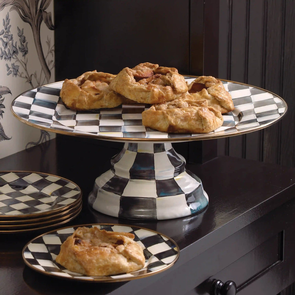 Sterling Check Mini Pedestal Platter